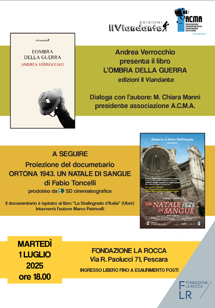 L’OMBRA DELLA GUERRA di Andrea Verrocchio. ACMA presenta libro e DOCufilm